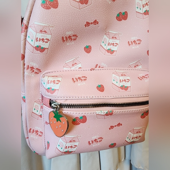 Hot Topic Japanese Strawberry Pink Backpack - Picture 2 of 5